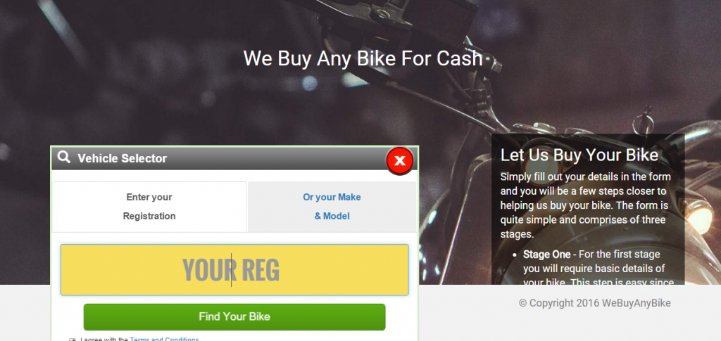 We Buy Any Bike PPC Landing Page