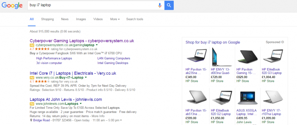 Cyber Power PPC Search Advert