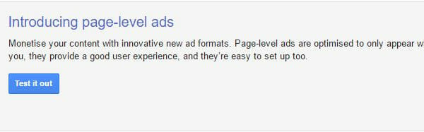 Google Adsense Mobile Page Level Adverts