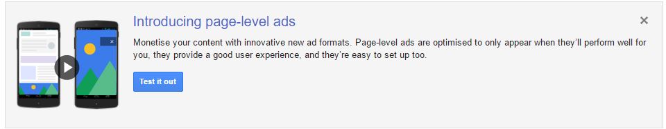 Google Adsense Mobile Page Level Adverts