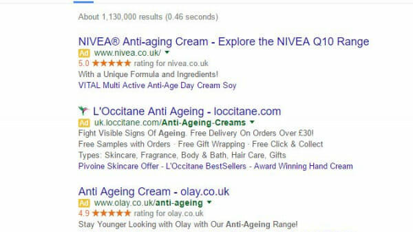 Nivea PPC Search Advert