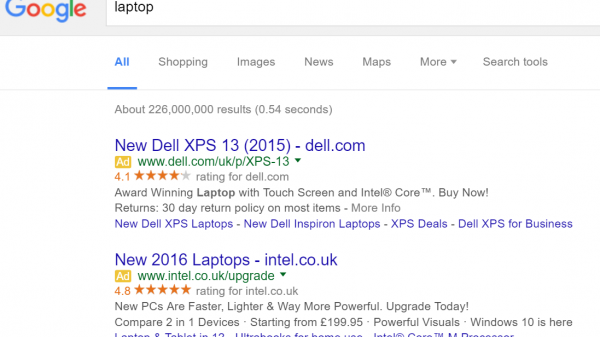 Dell PPC Search Advert