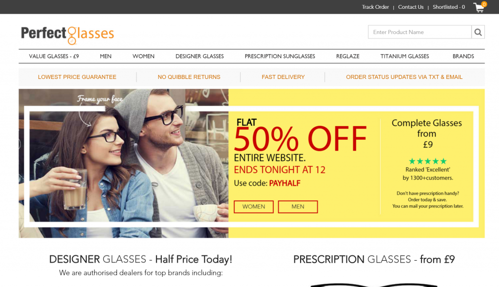 Perfect Glasses PPC Landing Page