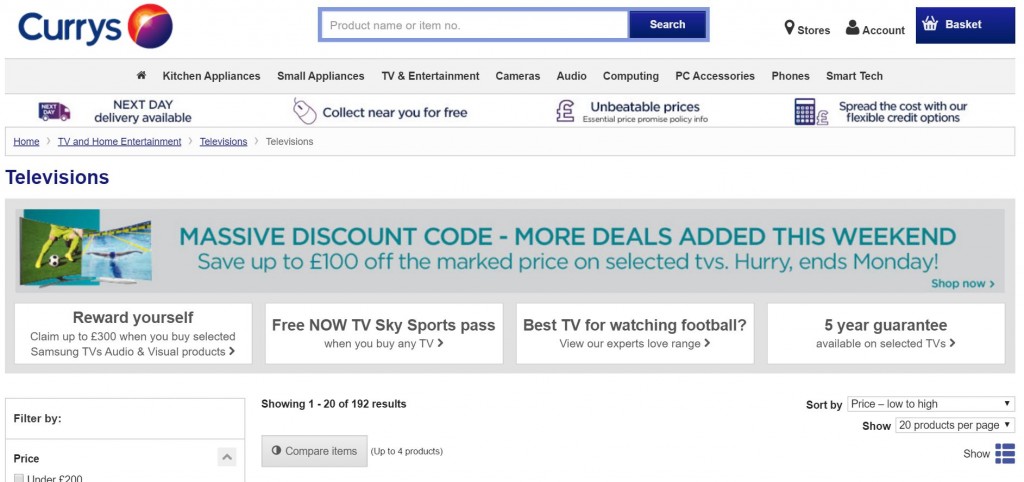 Currys PPC Landing Page