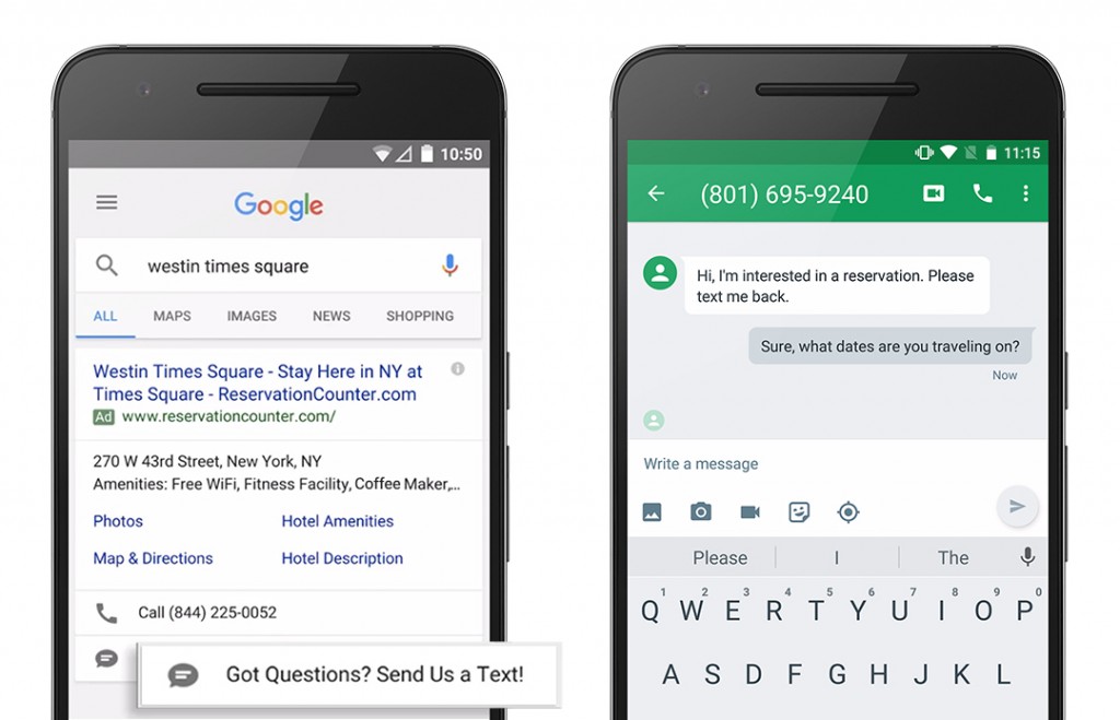 Google Unveiling New Click-to-Message Ad Extension