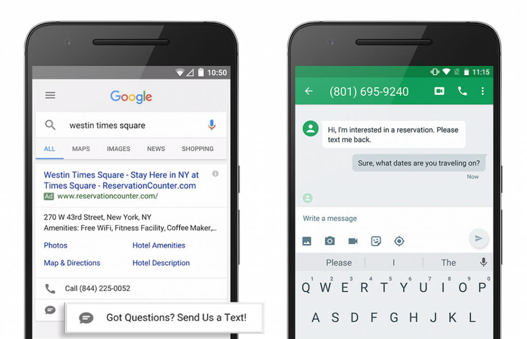 Google Unveiling New Click-to-Message Ad Extension