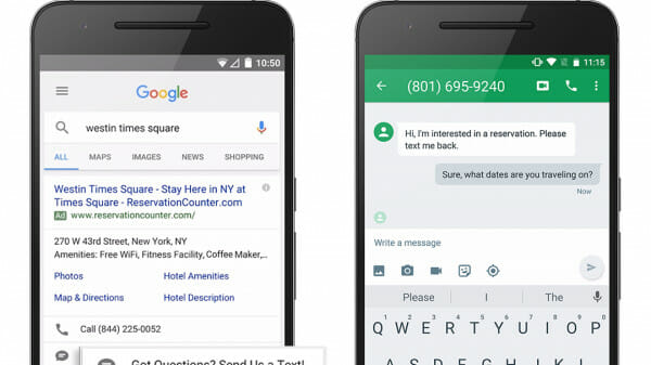 Google Unveiling New Click-to-Message Ad Extension