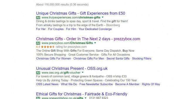 PrezzyBox PPC Search Advert