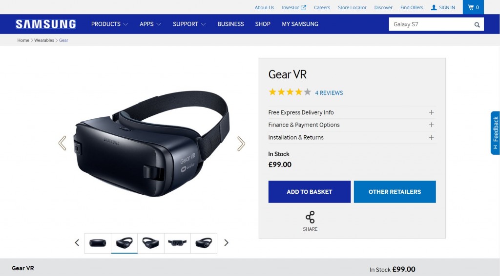 Samsung Gear VR PPC Landing Page