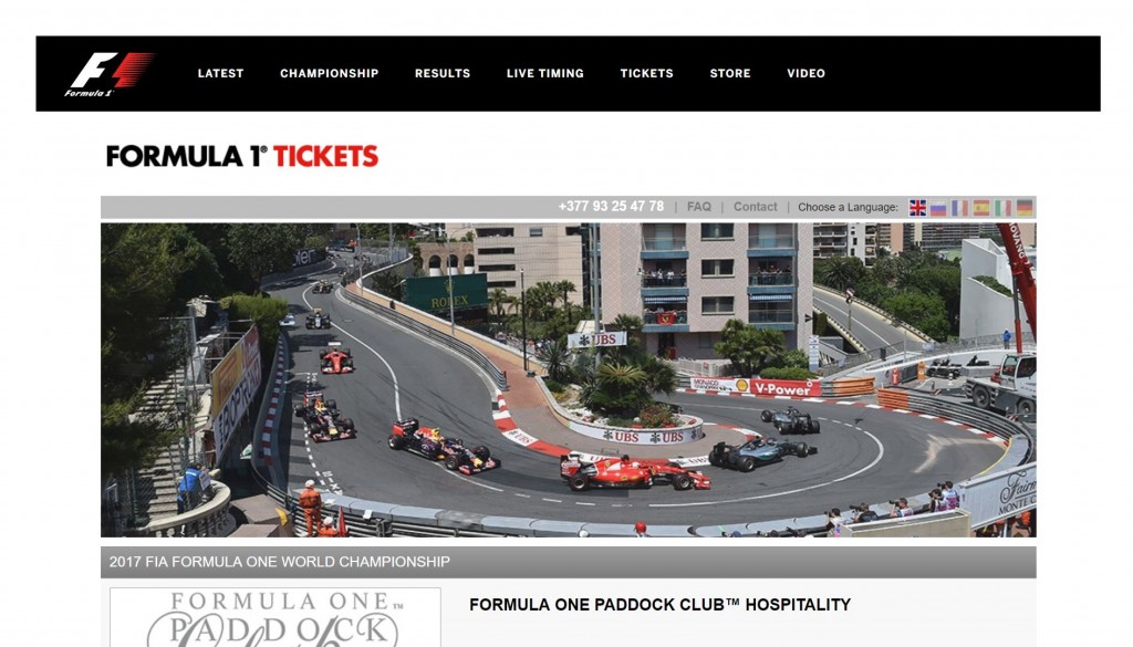 Formula 1 PPC landing page
