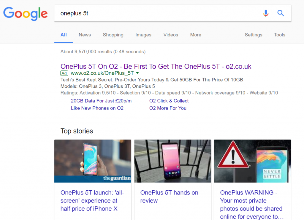 OnePlus 5T on O2 – Analyse A Real PPC Campaign