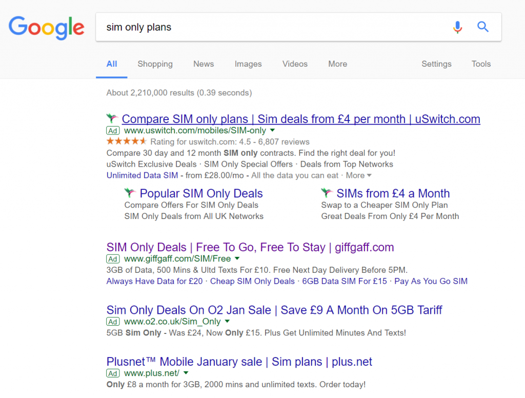 Giff Gaff – Analyse A Real PPC Campaign