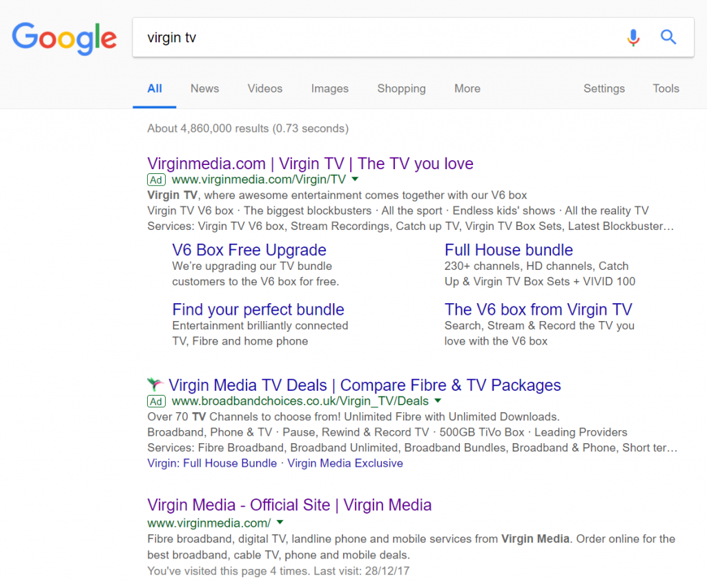 Virgin TV – Analyse A Real PPC Campaign