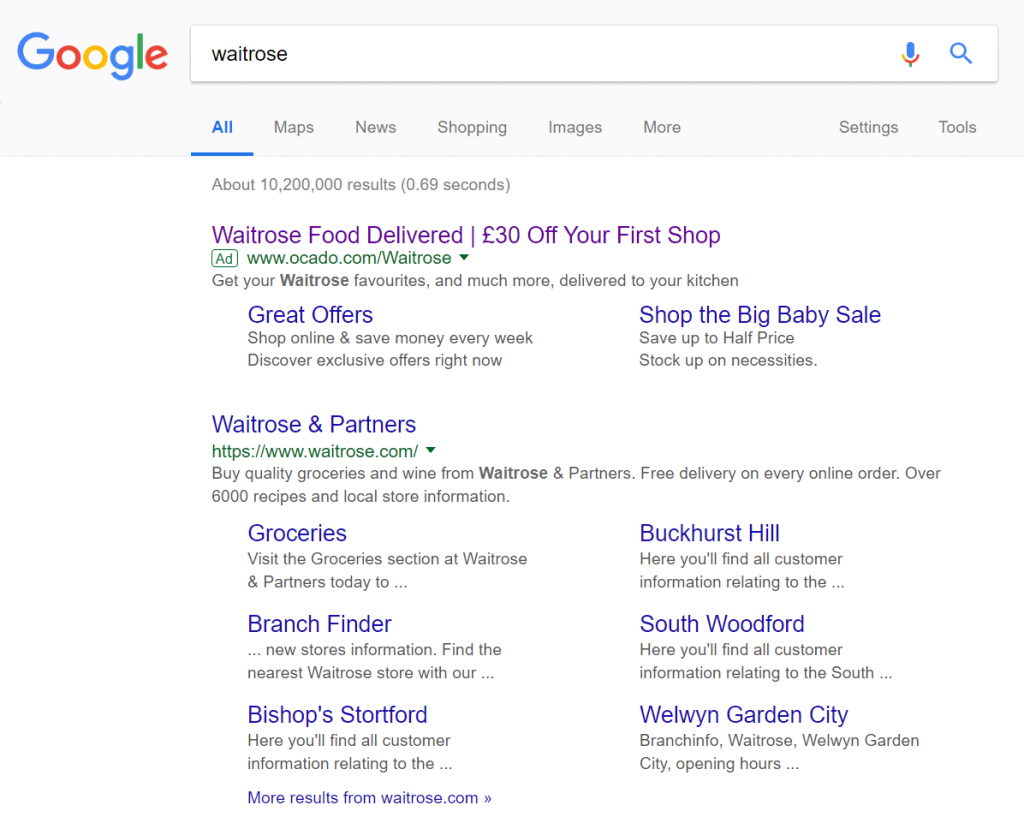 Ocado and Waitrose – Analyse A Real PPC Campaign