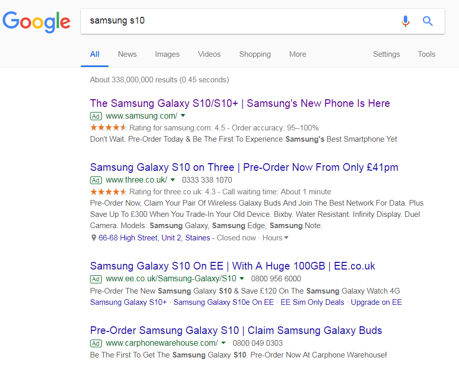 Samsung S10 – Analyse A Real PPC Campaign